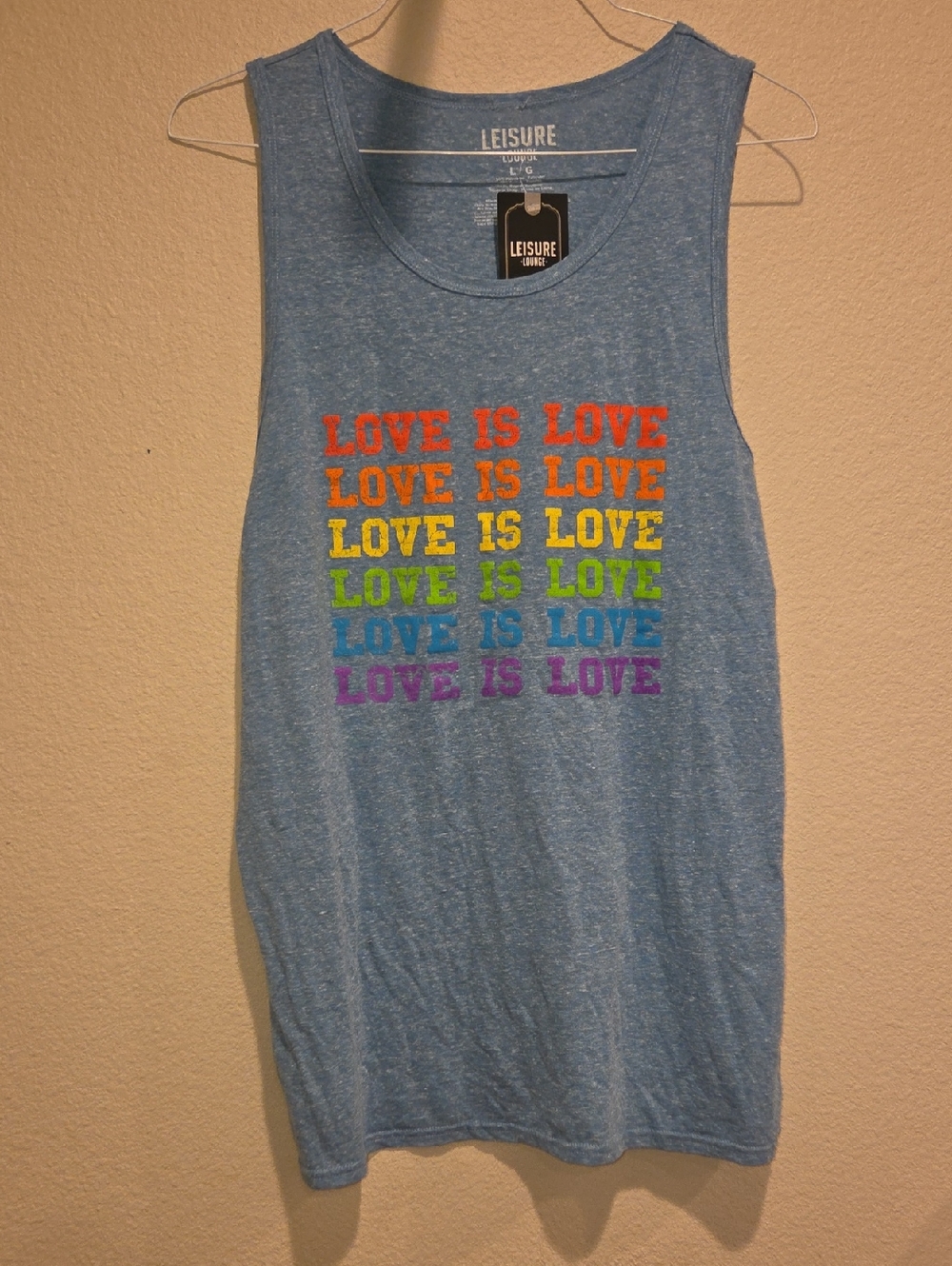 Leisure Lounge Love Is Love Distressed Graphic Tank - Blue